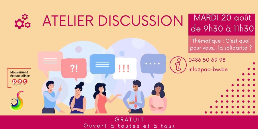 image - Atelier discussion • C’est quoi pour vous… la solidarité ? | Wavre