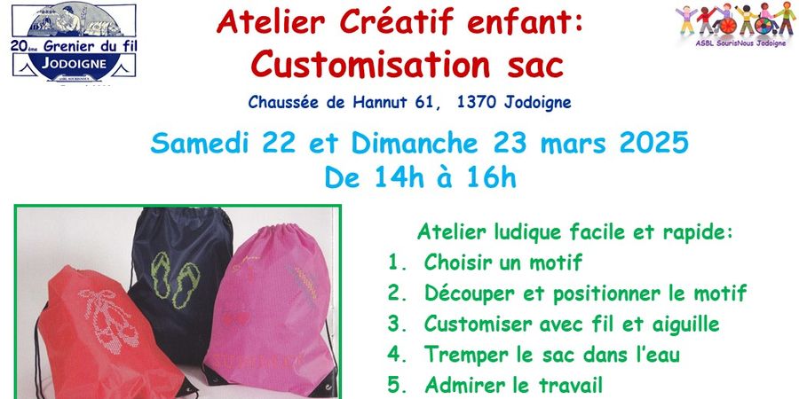 image - Atelier créatif : customisation sac enfant